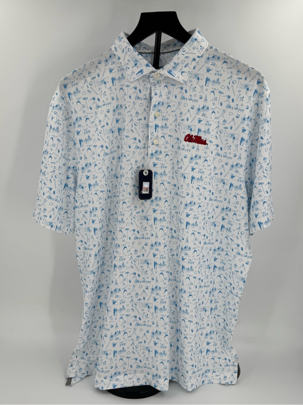Ole Miss Johnnie-O Powder Blue Ballpark Jersey Performance Polo - Large - NWT